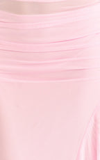 Almarie Midi Dress - Halter Neck Mesh Dress in Pink