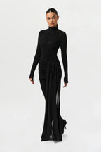 Crystal Ruched Drape Mini Skirt