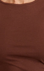 Brielle Mini Dress - Long Sleeve Ruched Bodycon Dress in Chocolate