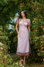 Delphine Jacquard Satin Lace Midi Dress