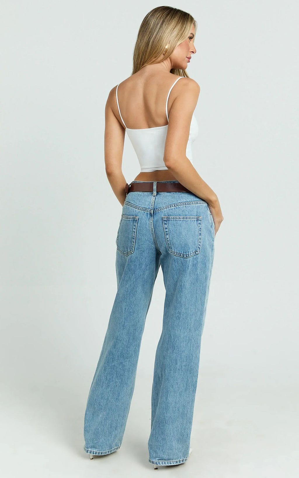 Delphine Top - Strap Straight Neck Top in White