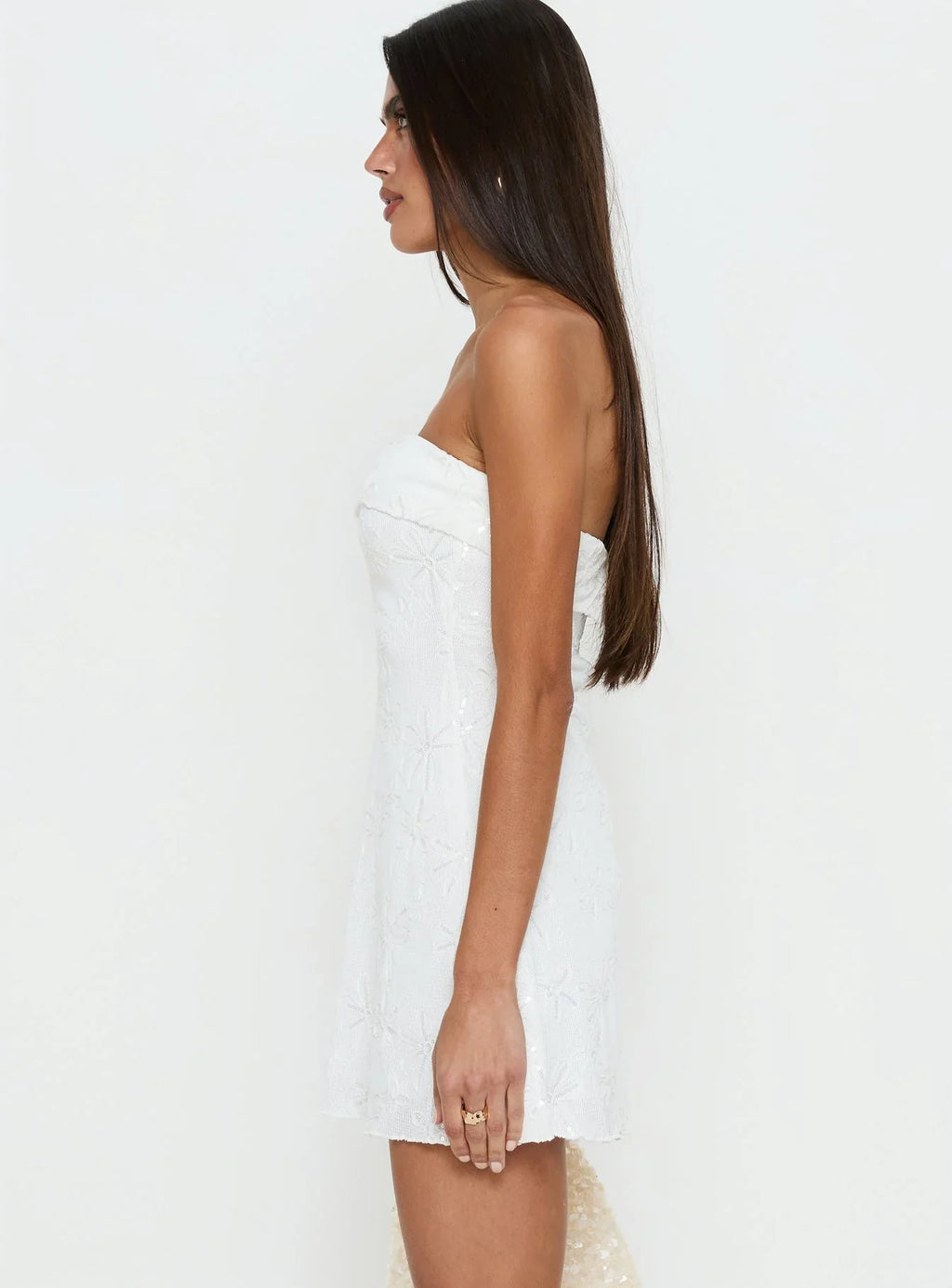 Graces Strapless Mini Dress White