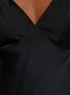 Adette V Neck Satin Mini Dress Black
