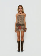 Magic Number Strapless Mini Dress Animal Floral