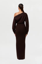 Knit Off-Shoulder Sweater Maxi Dress