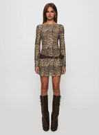 Lukea Long Sleeve Mini Dress Leopard
