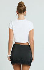 Ava Mini Skirt - Lace Trim Skirt in Black