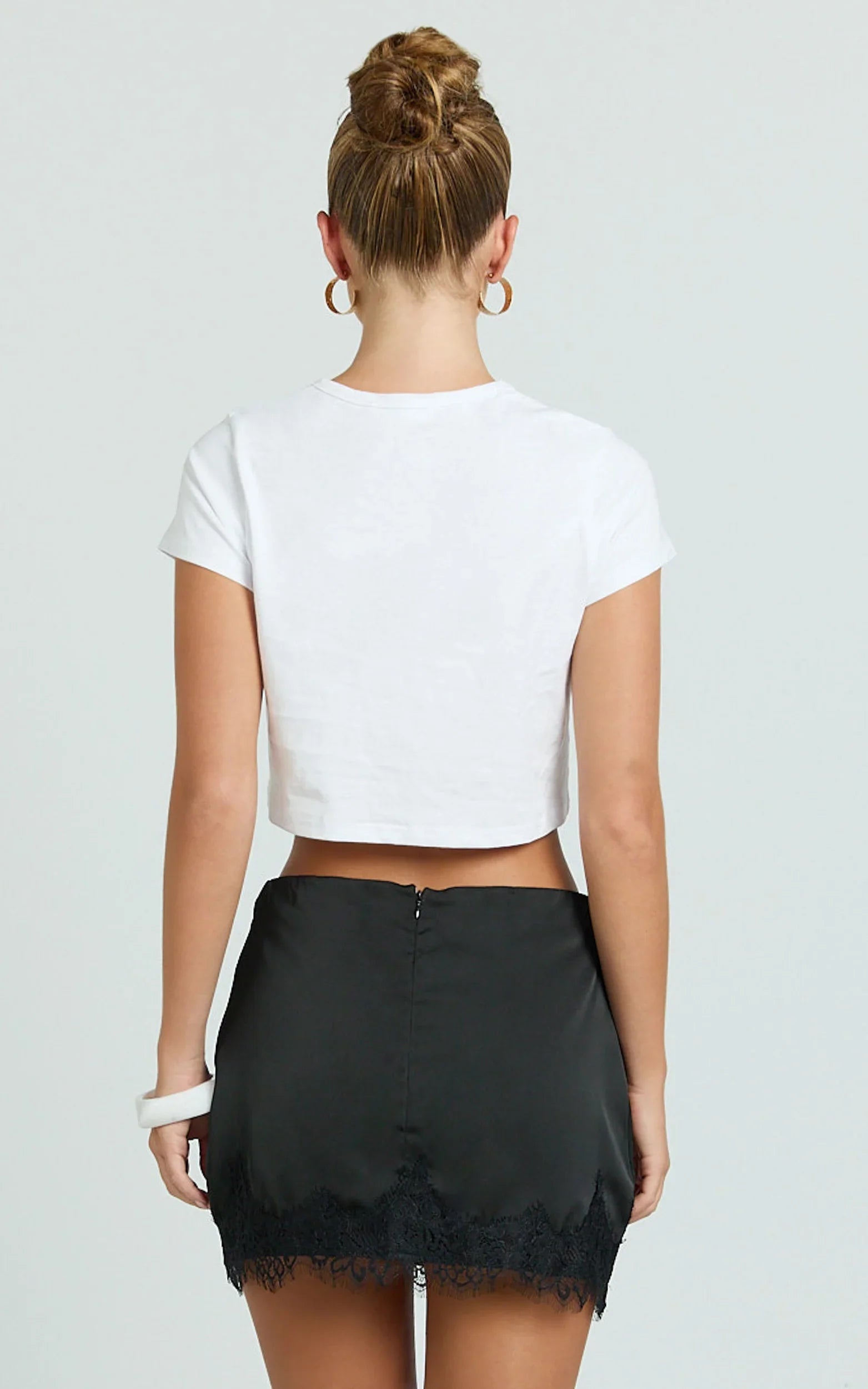 Ava Mini Skirt - Lace Trim Skirt in Black