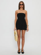 Dalilah Strapless Rib Knit Mini Dress Black