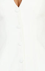 Jacinta Mini Dress - Sleeveless Button Front Tulip Dress in Off White