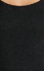 Michelle Maxi Dress - Scoop Neck Flute Sleeve Knit Maxi Dress in Black