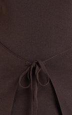 Chloe Mini Dress - Strapless Asymmetric Front Wrap Knit Dress in Chocolate