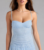 Sweet Glamour Beaded Strap Lace Mini Dress