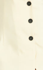Makayla Midi Dress - Low Cut Button Down Midi Dress in Cream