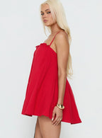 Loveless Strappy Babydoll Mini Dress Red