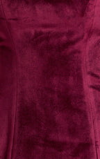 Cartia Mini Dress - Velvet Strapless Fit And Flare Dress in Wine