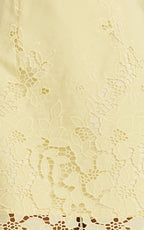 Maisie Mini Dress - Broderie Cut Out Border Hem Dress in Lemon