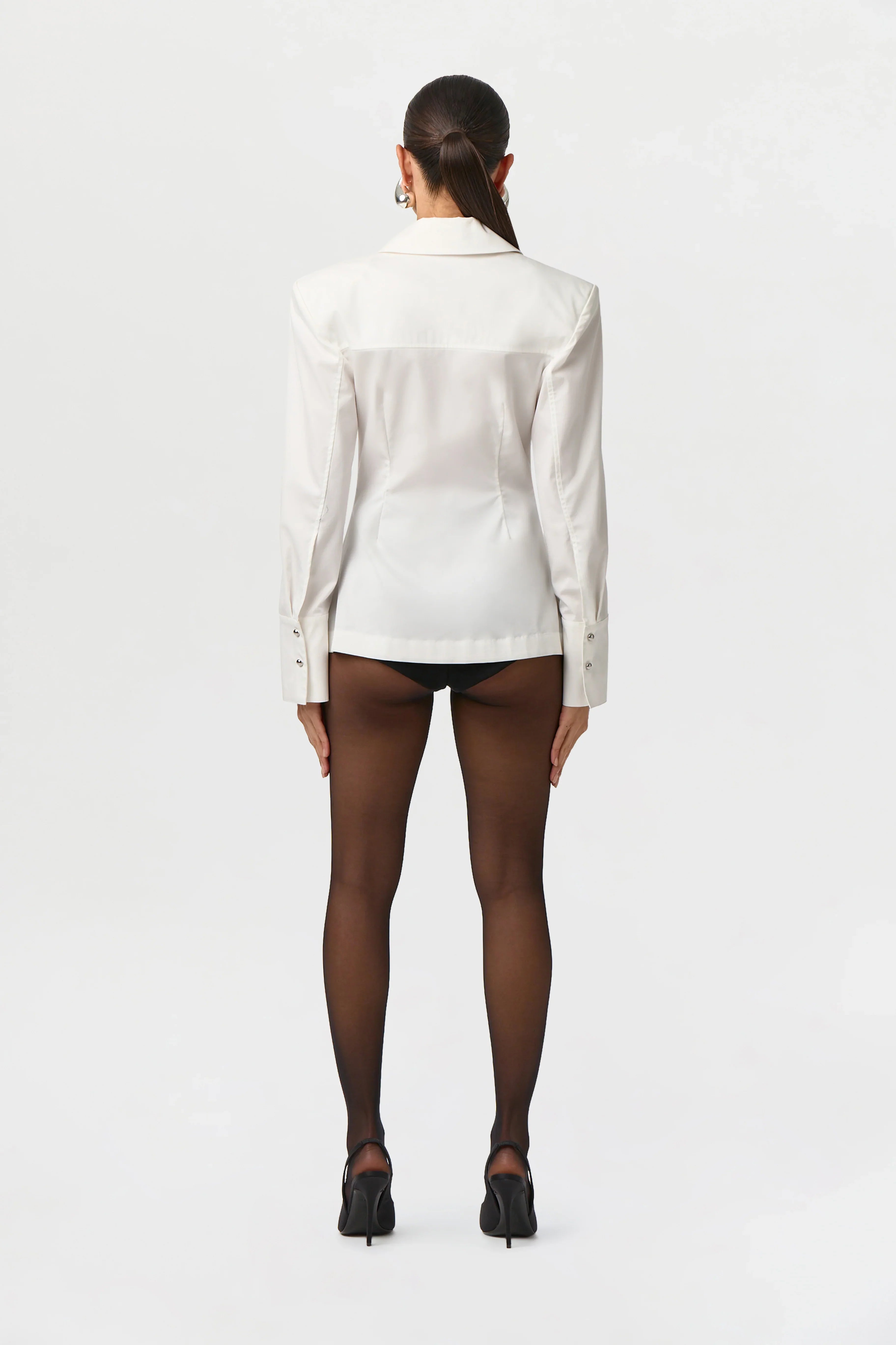 Shirting Open Front Button Top