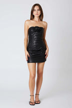 Leather Strapless Mini Dress