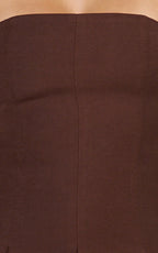 Kalliste Mini Dress - Strapless Godet Pleat Fit And Flare Dress in Chocolate