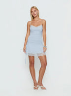 Enora Lace Mini Dress Blue / White