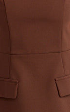 Savanna Mini Dress - High Neck Cap Sleeve Tulip Skirt Dress in Chocolate
