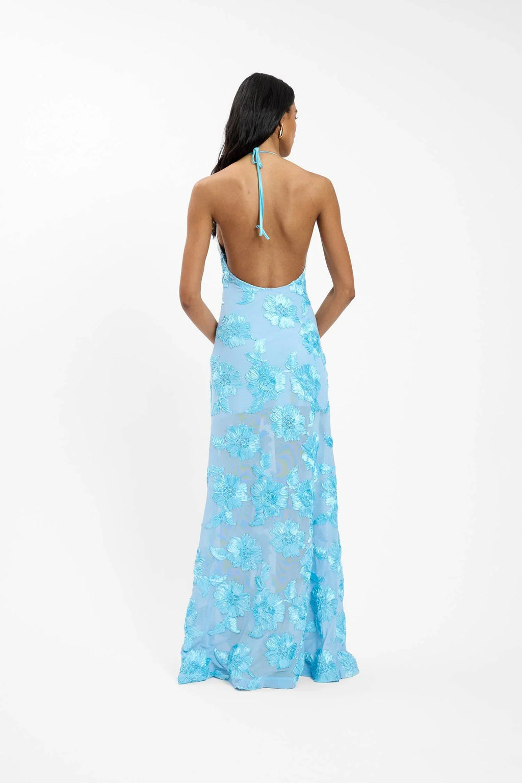 Embellished Backless Maxi Dress | Baby Blue