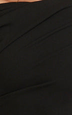 Visenta Midi Dress - Asymmetrical Sleeve Dress in Black