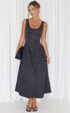 Lioness - Luna Rosa Midi Dress - In Noir Polka