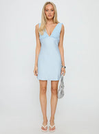 Bellarose Draped Back Mini Dress Baby Blue