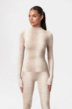 Naked Print Mock Neck Top