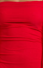 Rosha Midi Dress - Ruffle Strap Dress in Red