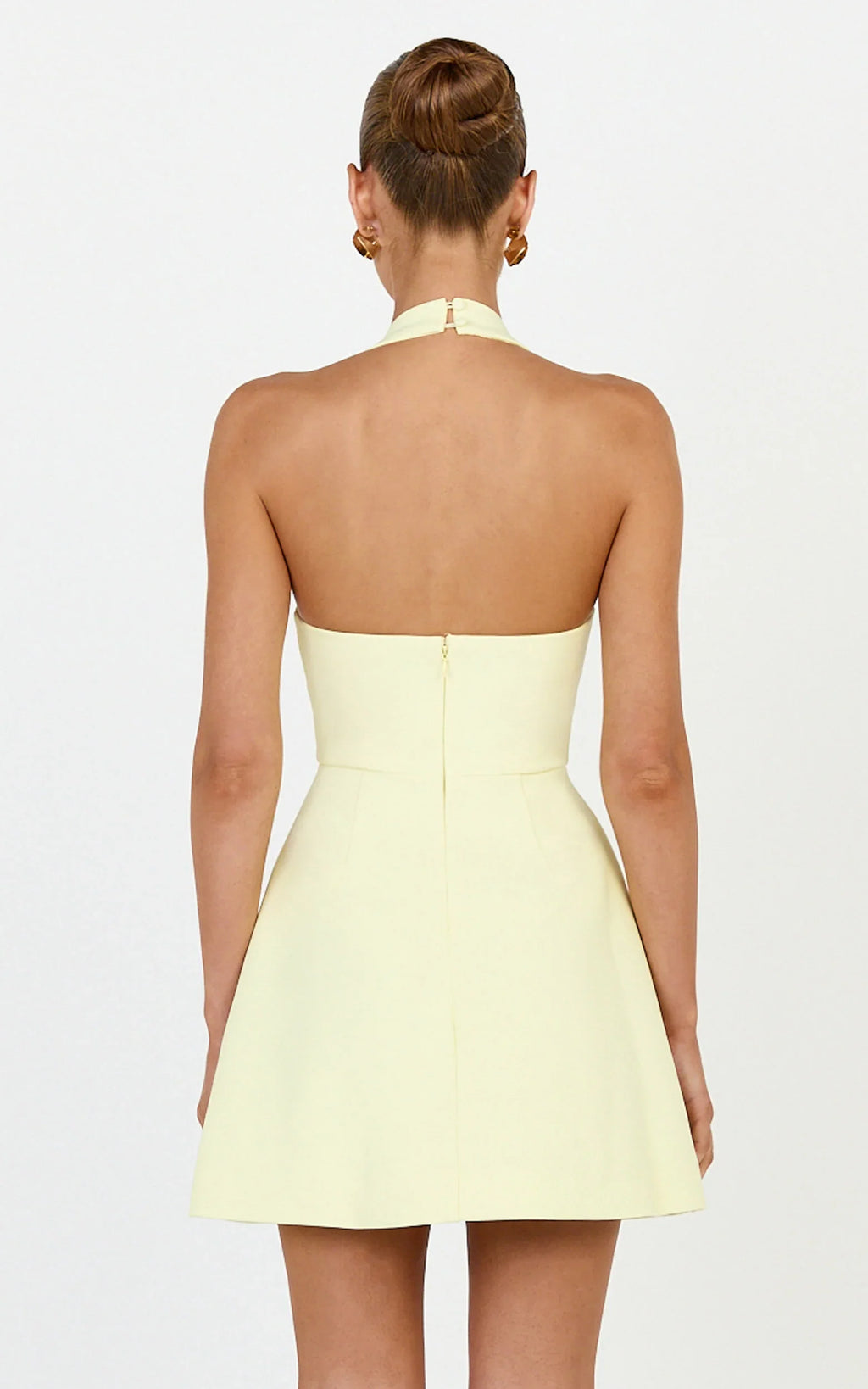Leilani Mini Dress - Plunge Gold Hardware Fit and Flare Dress in Lemon