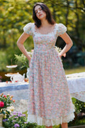 Mabel Floral Puff Sleeve Midi Dress