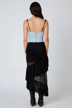 Lace Midi Tiered Skirt