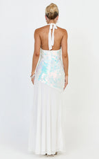 Seville Maxi Dress - Halter Neck Sequin Dress in Iridescent