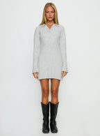 Naloma Knit Long Sleeve Mini Dress Grey Marle