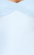 Flynn Maxi Dress - Satin Halter Sweetheart Neck Dress in Blue