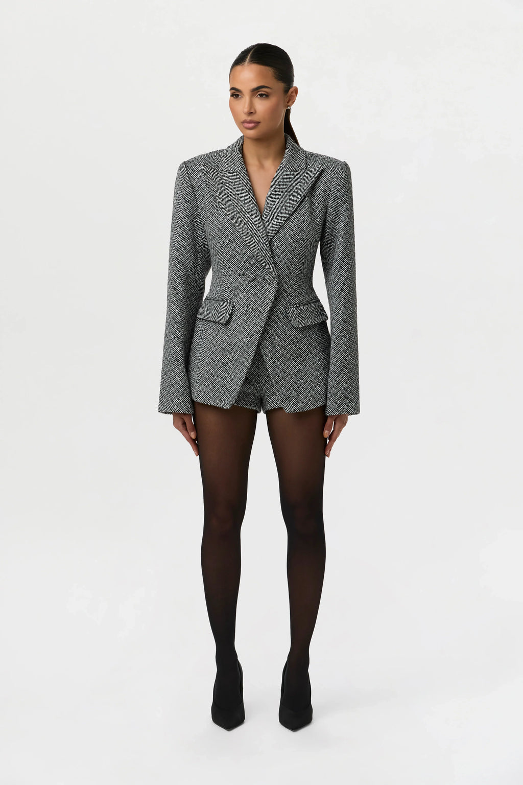 Chevron Suited Hot Pants