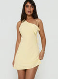 Ariann One Shoulder Low Back Mini Dress Yellow