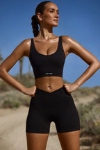 Kickstart - High Waist FlexiRib Mini Shorts in Black