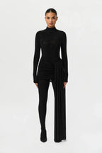 Crystal Ruched Drape Mini Skirt