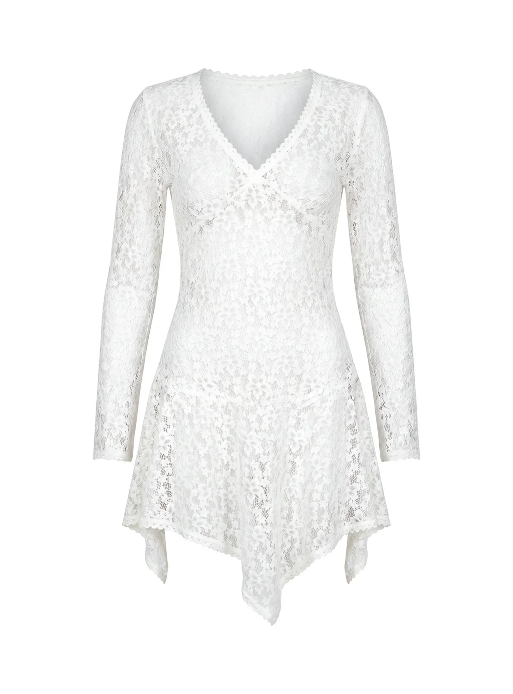 Somanie Long Sleeve Lace Mini Dress White