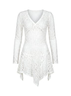 Somanie Long Sleeve Lace Mini Dress White