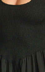 Luciana Maxi Dress - U Neck Smock Dress in Black