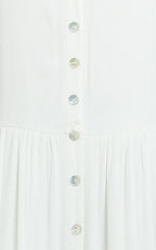 Lucille Maxi Dress - Button Down Front Split Maxi Dress in Off White