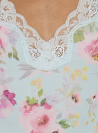 Sandia Lace Trim Mini Dress Blue Floral