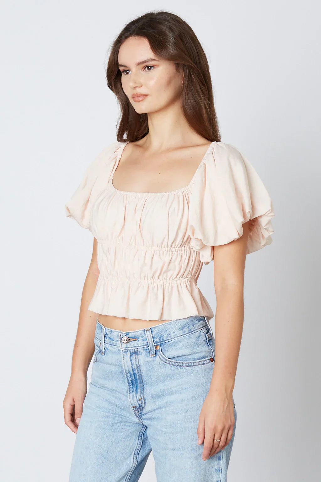 Smocked Puff Sleeve Top