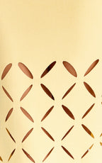 Sabrina Midi Dress - Scoop Neck Laser Cut Dress in Lemon