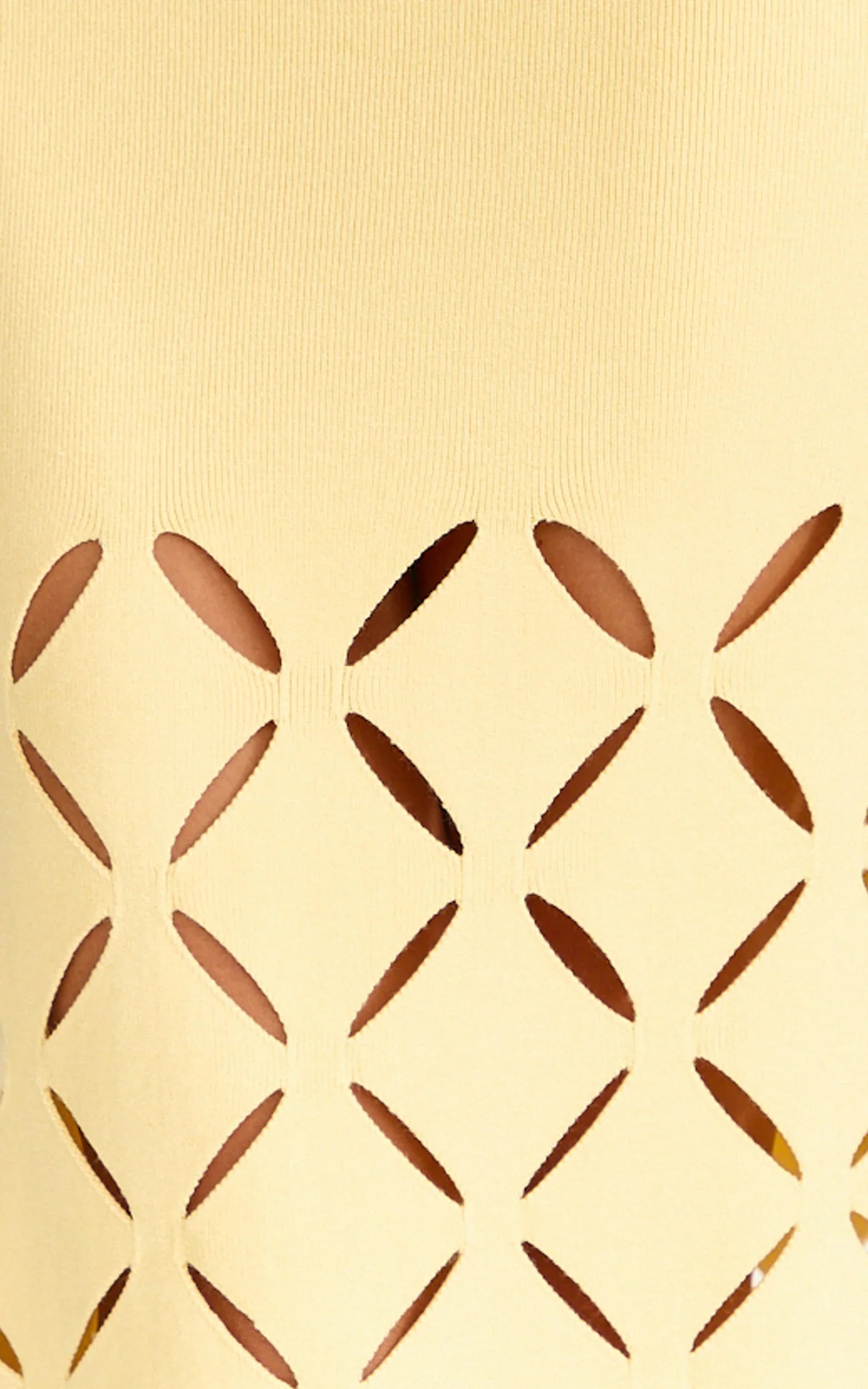 Sabrina Midi Dress - Scoop Neck Laser Cut Dress in Lemon